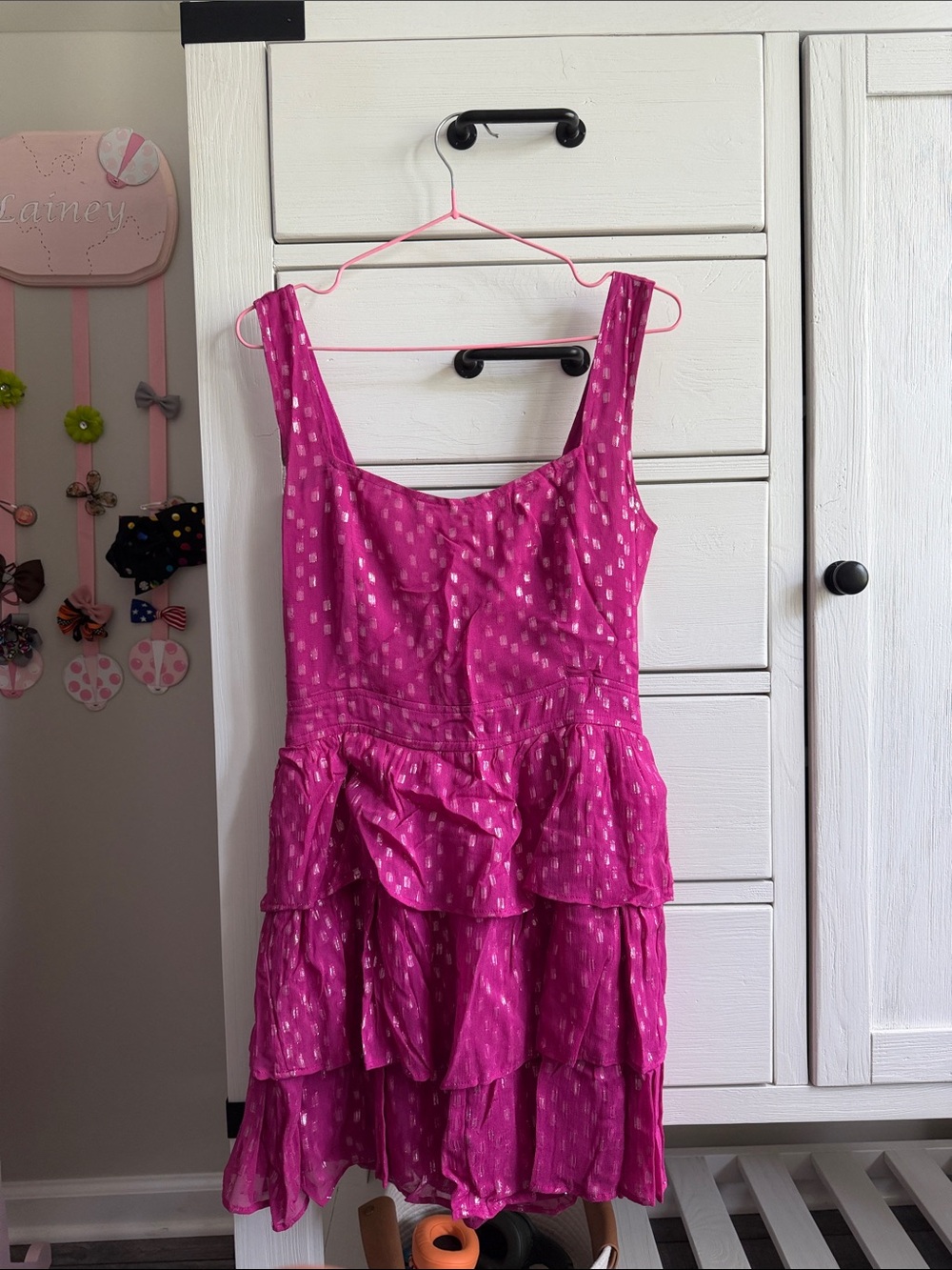 saltwater LUXE Fuchsia Tiered Sleeveless Sundress